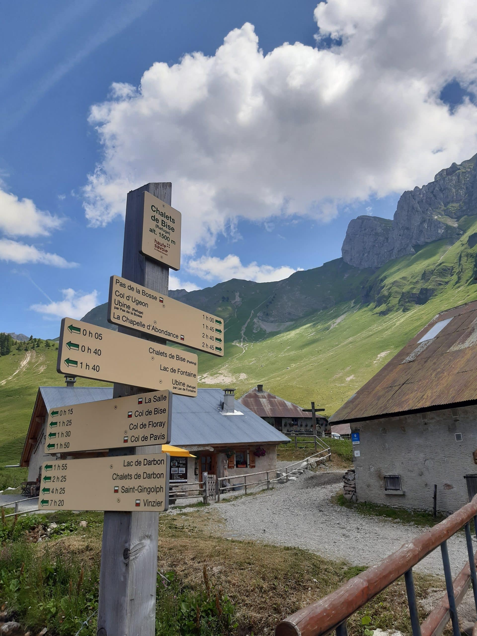 Panneau chalets de Bise